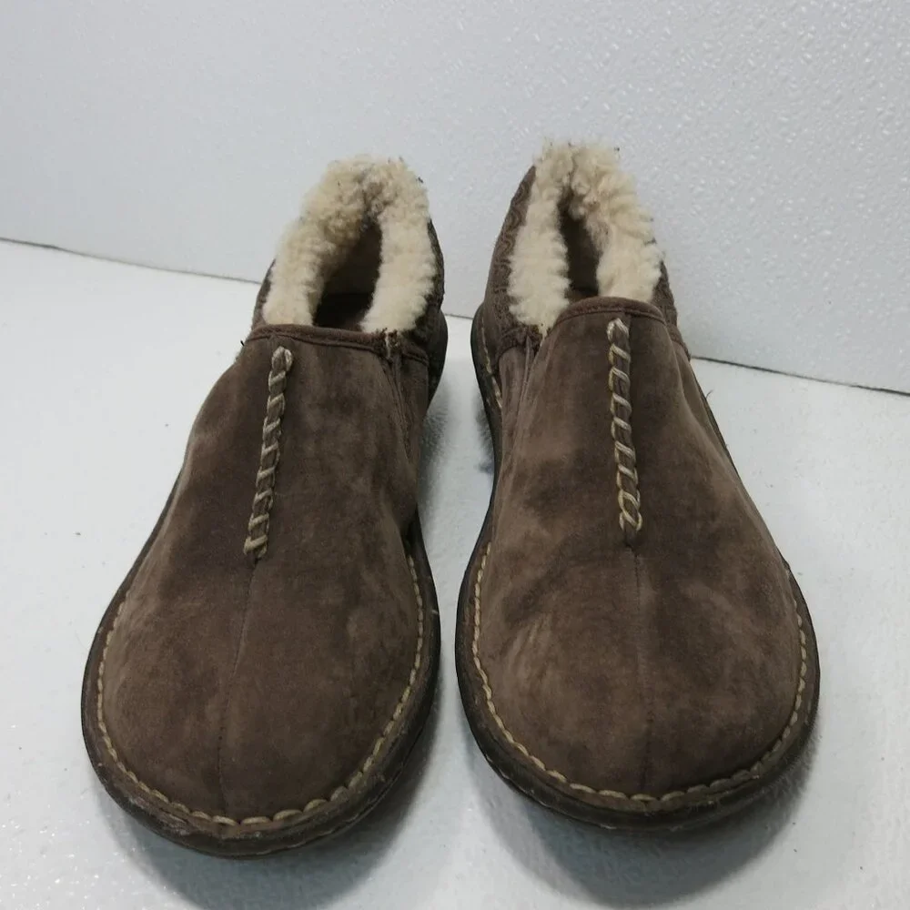 UGG Australia Bettey Suede Leather Sheepskin Lining Clogs Slide On Brown Sz 7